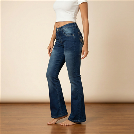 Mujer pantalon jean elastizado tiro corto oxford - EM