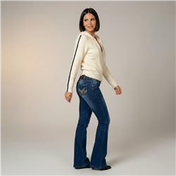 Mujer campera piel capucha doble cierre bordado estrella - EM