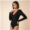 Mujer bodie lycra mangas largas brillos escote V - OG