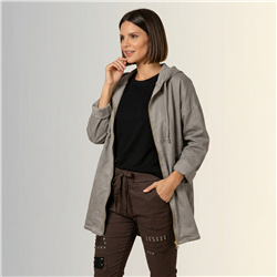 Mujer campera gabardina capucha aplique lentejuelas linea italiana -IB