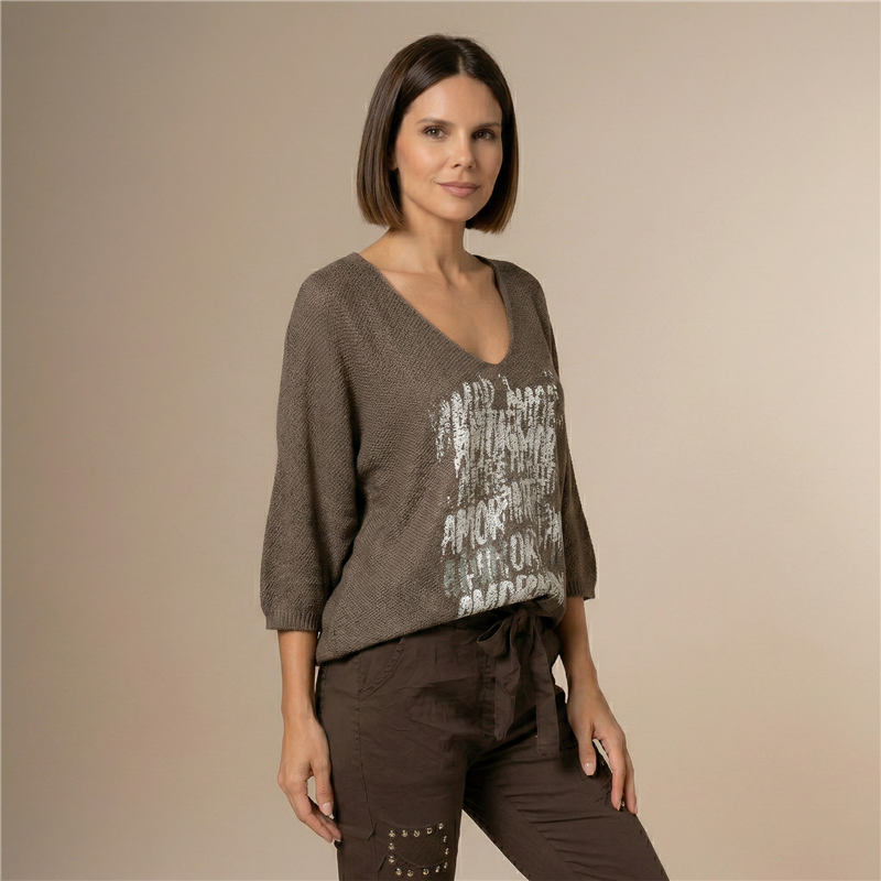 Mujer sweater hilo frente laminado linea italiana - IB