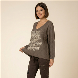 Mujer sweater hilo frente laminado linea italiana - IB