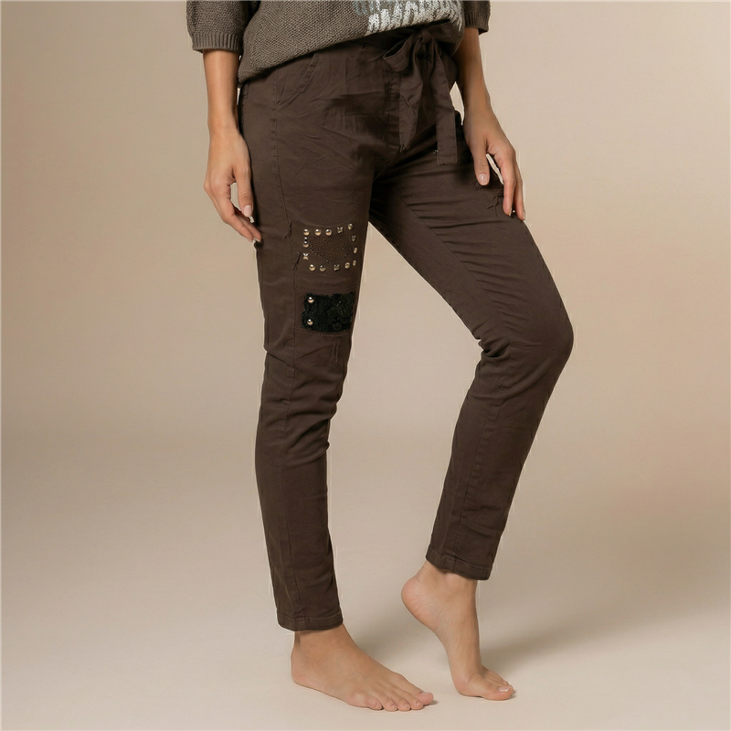 Mujer babucha bengalina parches lentejuelas tachas linea italiana - IB