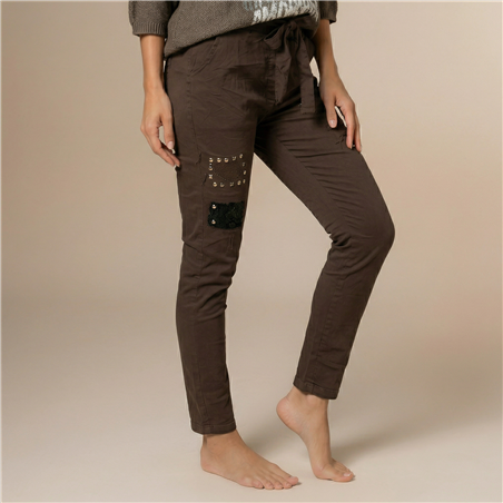 Mujer babucha bengalina parches lentejuelas tachas linea italiana - IB