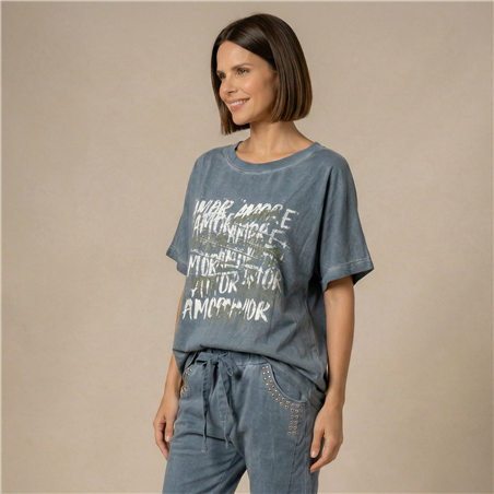 Mujer remera algodon lino estampa amor laminado linea italiana - IB