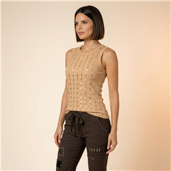 Mujer musculosa modal frente canutillos lentejuelas - FRA