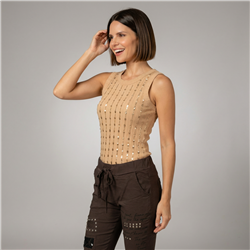Mujer musculosa modal frente canutillos lentejuelas - FRA