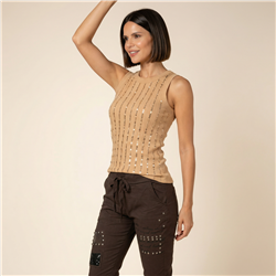 Mujer musculosa modal frente canutillos lentejuelas - FRA