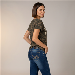 Mujer remera algodon aplique lucky camuflado - FRA