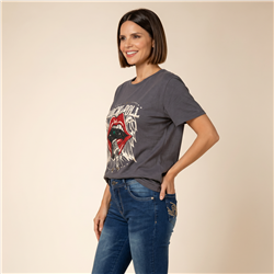 Mujer remera algodon estampa ROCK AND ROLL - FRA