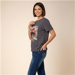 Mujer remera algodon estampa ROCK AND ROLL - FRA