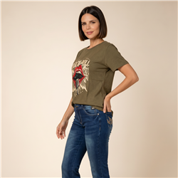 Mujer remera algodon estampa ROCK AND ROLL - FRA