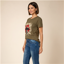 Mujer remera algodon estampa ROCK AND ROLL - FRA