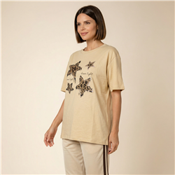 Mujer remera algodon amplia estampa estrellas brillos - FRA