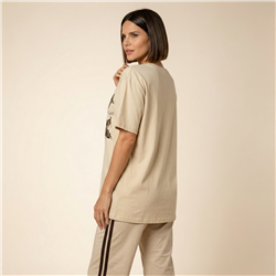 Mujer remera algodon amplia estampa estrellas brillos - FRA