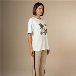 Mujer remera algodon amplia estampa estrellas brillos - FRA