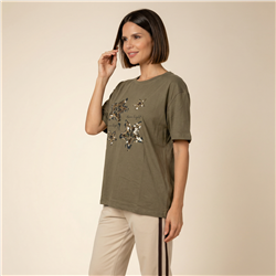 Mujer remera algodon amplia estampa estrellas brillos - FRA