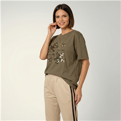 Mujer remera algodon amplia estampa estrellas brillos - FRA