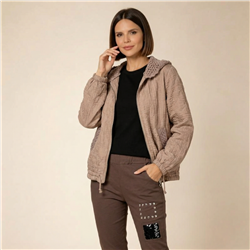 Mujer campera rustica capucha tejida linea italiana - IB