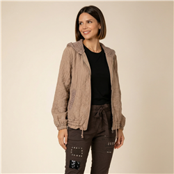 Mujer campera rustica capucha tejida linea italiana - IB