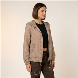Mujer campera rustica capucha tejida linea italiana - IB