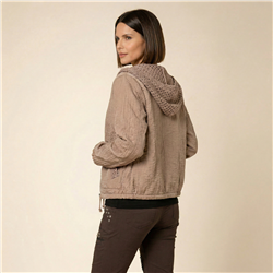 Mujer campera rustica capucha tejida linea italiana - IB