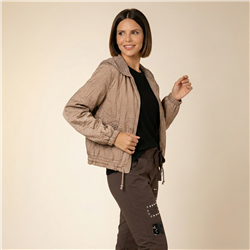 Mujer campera rustica capucha tejida linea italiana - IB