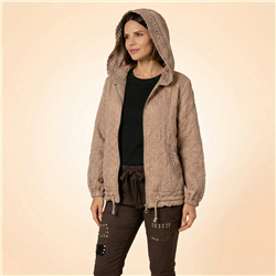 Mujer campera rustica capucha tejida linea italiana - IB