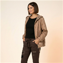 Mujer campera rustica capucha tejida linea italiana - IB