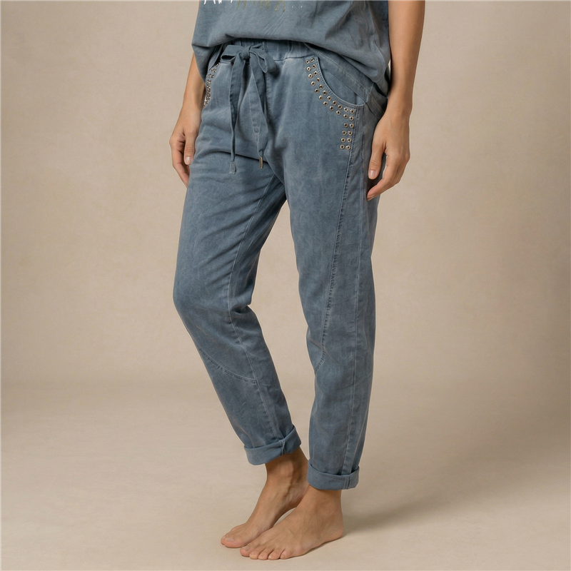 Mujer babucha gabardina elastizada tachas bolsillos linea ita - IB