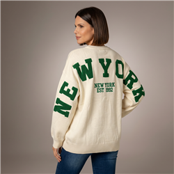 Mujer sweater tejido amplio aplique en espalda NEW YORK - PI