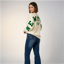 Mujer sweater tejido amplio aplique en espalda NEW YORK - PI