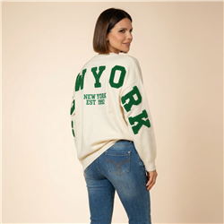 Mujer sweater tejido amplio aplique en espalda NEW YORK - PI