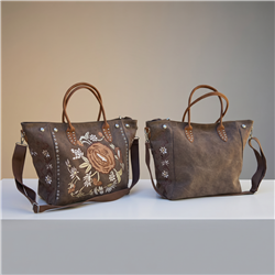 Bolso lona bordado flores - GO