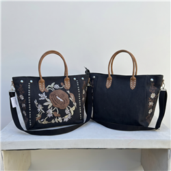 Bolso lona bordado flores - GO