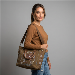 Bolso lona bordado flores - GO