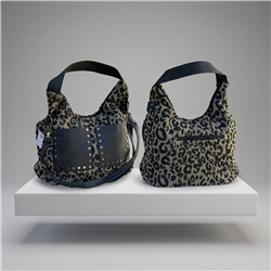 Bolso lona frente bolsillos ecocuero tachas - GO