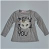 Nena remera mangas largas aplique gatito con corona MEOW TO YOU