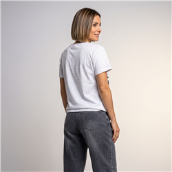 Mujer remera algodon estampa tigre estrass linea italiana - IB