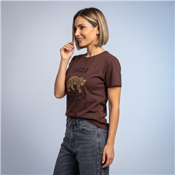 Mujer remera algodon estampa tigre estrass linea italiana - IB