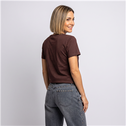 Mujer remera algodon estampa tigre estrass linea italiana - IB