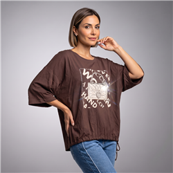 Mujer remera modal amplia cintura ajustable luxury linea italiana - IB