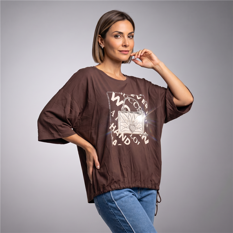 Mujer remera modal amplia cintura ajustable luxury linea italiana - IB