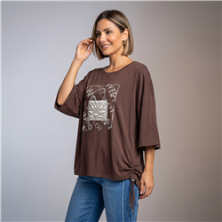 Mujer remera modal amplia cintura ajustable luxury linea italiana - IB