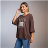 Mujer remera modal amplia cintura ajustable luxury linea italiana - IB