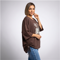 Mujer remera modal amplia cintura ajustable luxury linea italiana - IB
