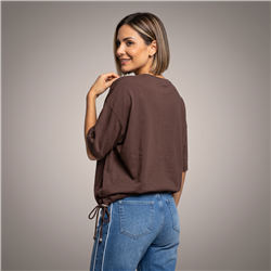 Mujer remera modal amplia cintura ajustable luxury linea italiana - IB