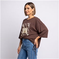 Mujer remera modal amplia cintura ajustable luxury linea italiana - IB