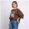 Mujer remera modal amplia cintura ajustable luxury linea italiana - IB