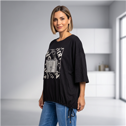Mujer remera modal amplia cintura ajustable luxury linea italiana - IB